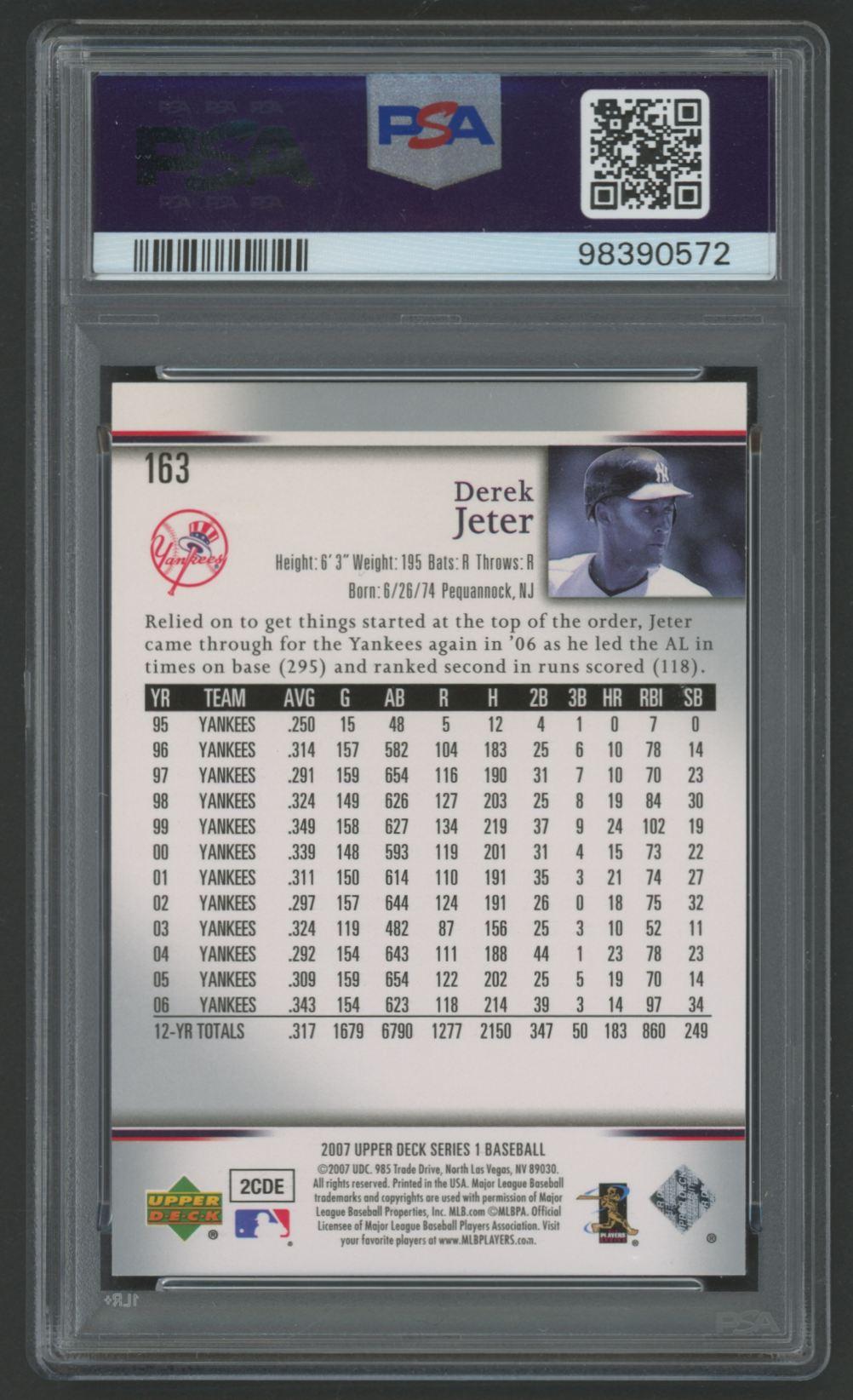 Derek Jeter 2007 Upper Deck #163 (PSA 10) at PristineAuction.com Derek Jeter 2007 Upper Deck #163 (PSA 10) at PristineAuction.com