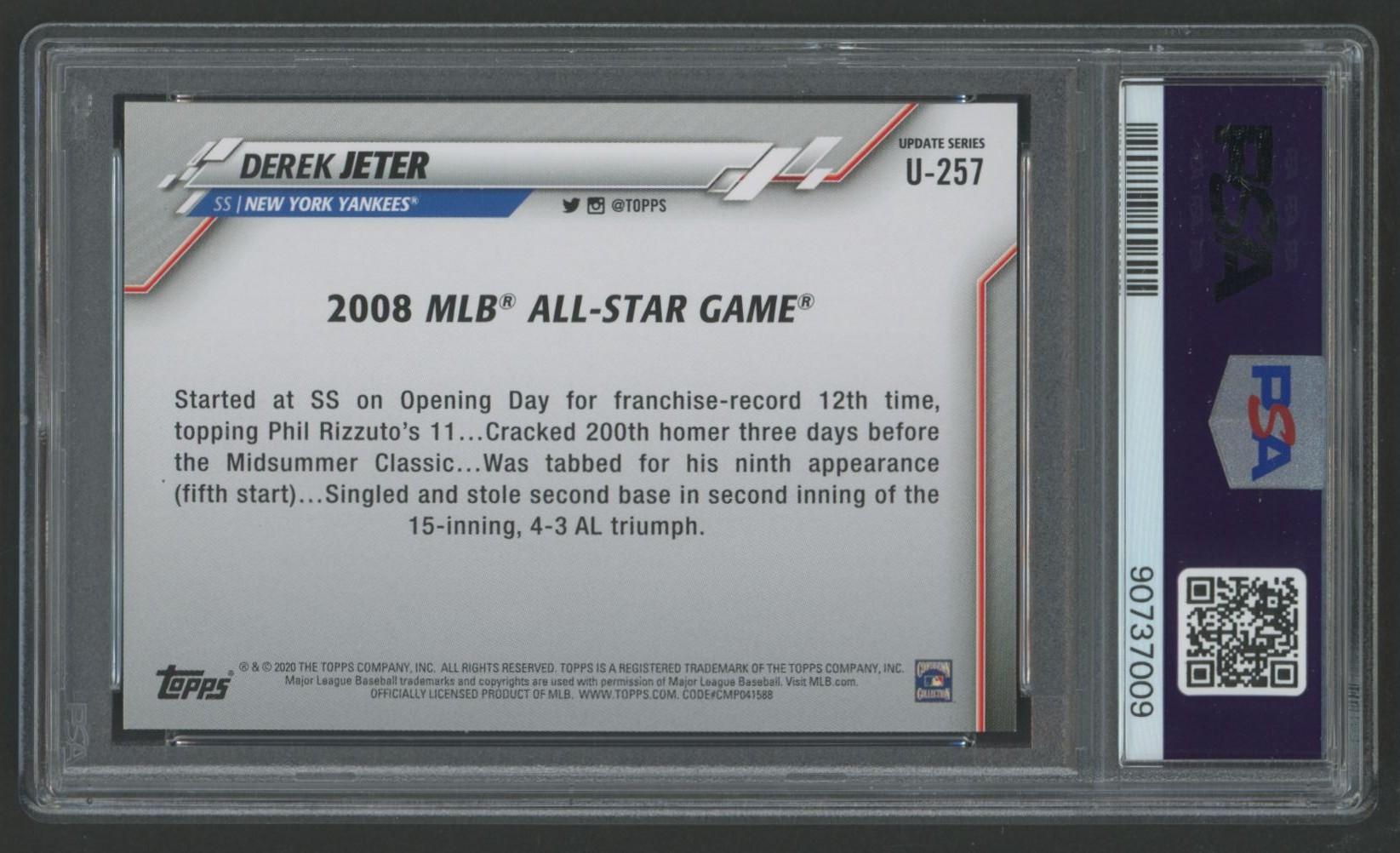 Derek Jeter 2020 Topps Update #U257 (PSA 10) at PristineAuction.com Derek Jeter 2020 Topps Update #U257 (PSA 10) at PristineAuction.com