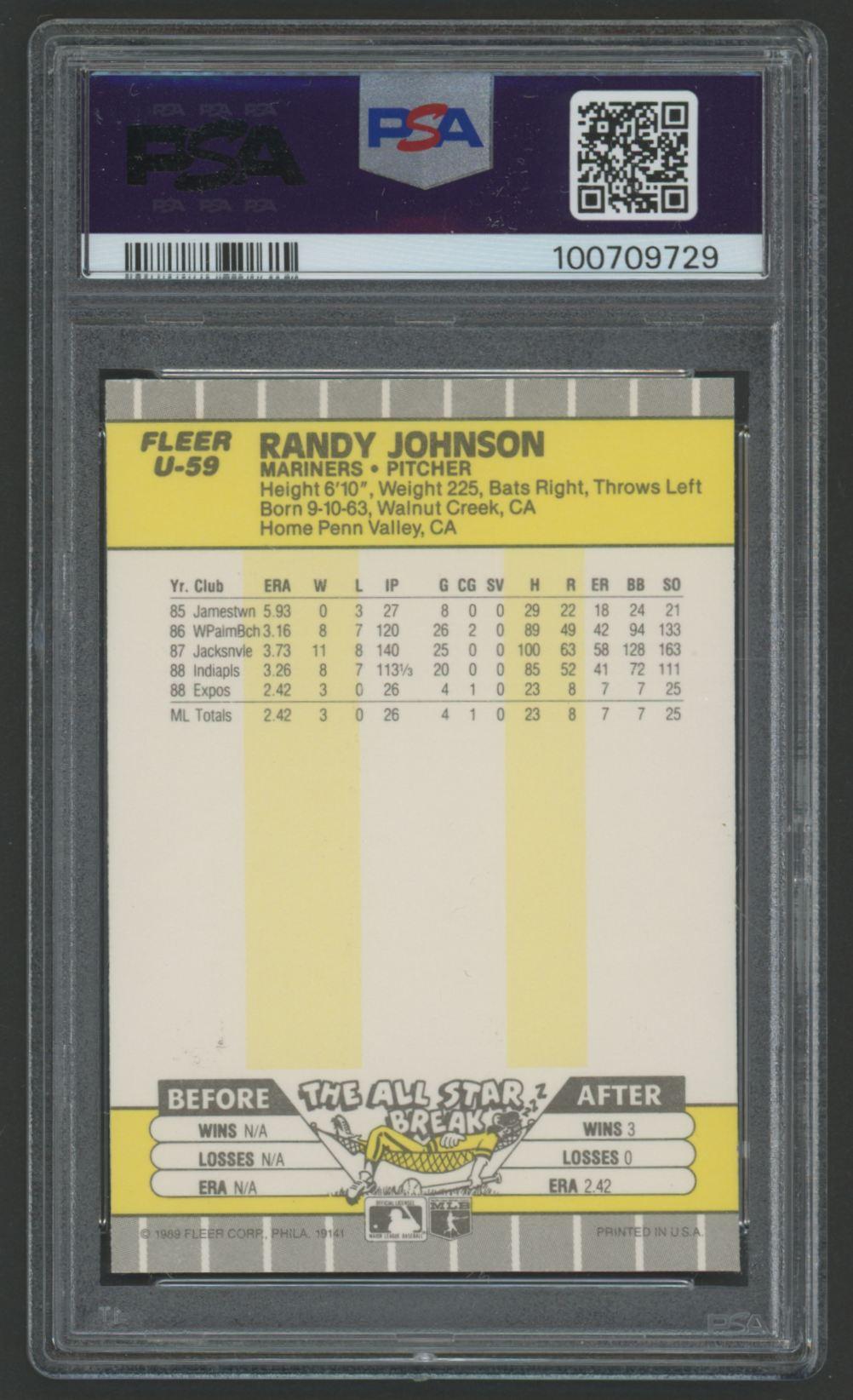 Randy Johnson 1989 Fleer Update #U59 (PSA 10) at PristineAuction.com Randy Johnson 1989 Fleer Update #U59 (PSA 10) at PristineAuction.com