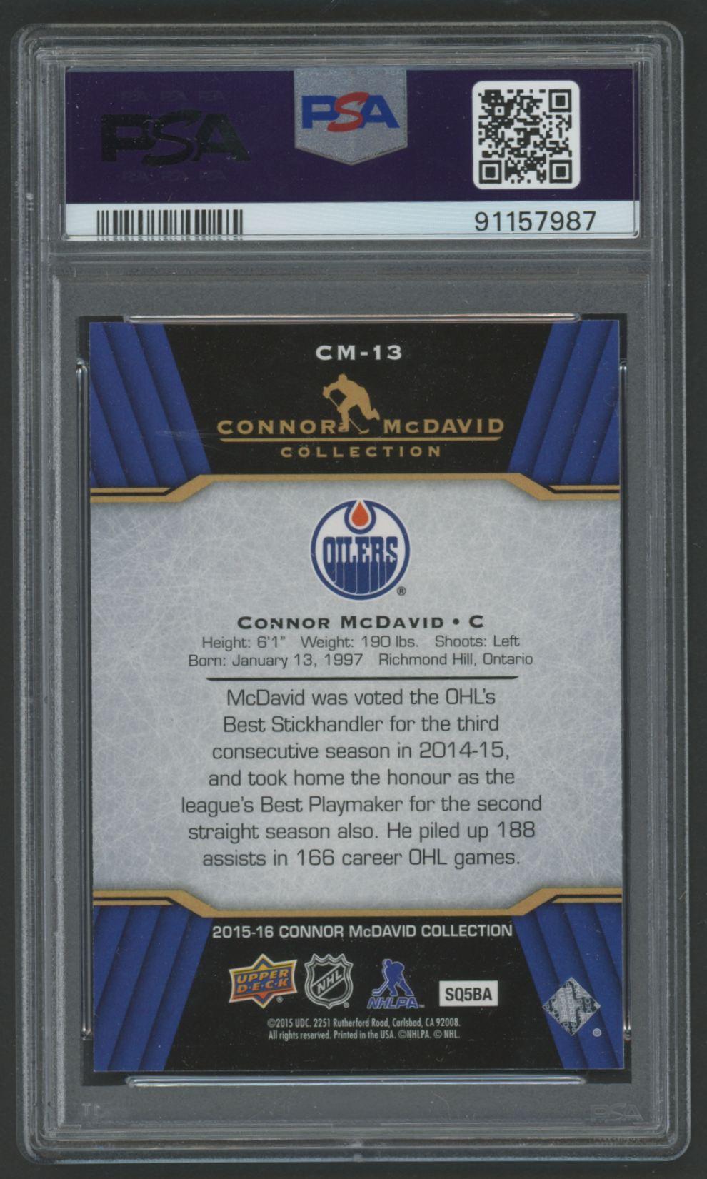 Connor McDavid 2015-16 Upper Deck Connor McDavid Collection #13 (PSA 10) at PristineAuction.com Connor McDavid 2015-16 Upper Deck Connor McDavid Collection #13 (PSA 10) at PristineAuction.com