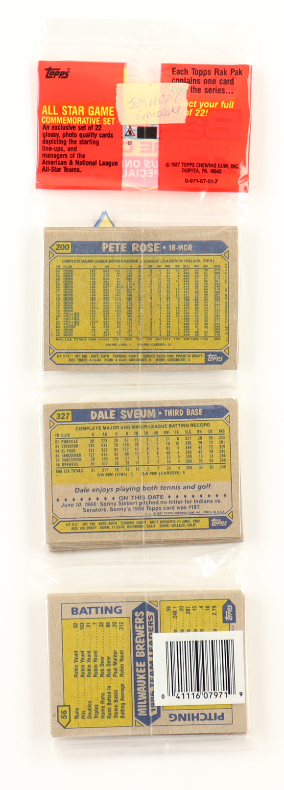 1987 Topps Baseball Rack Pack with (49) Cards at PristineAuction.com 1987 Topps Baseball Rack Pack with (49) Cards at PristineAuction.com