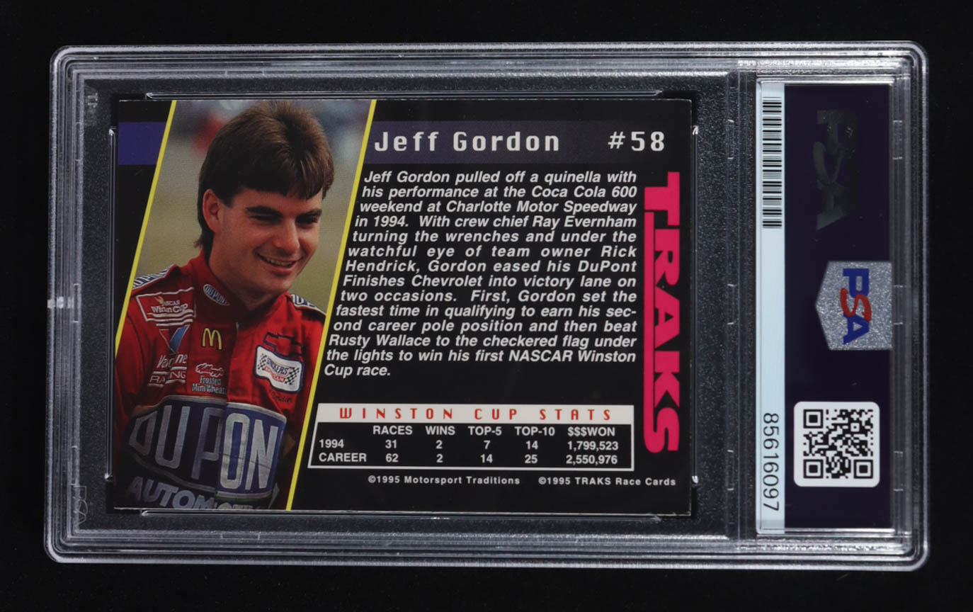 Jeff Gordon Signed 1995 Traks First Run #58 (PSA) at PristineAuction.com Jeff Gordon Signed 1995 Traks First Run #58 (PSA) at PristineAuction.com