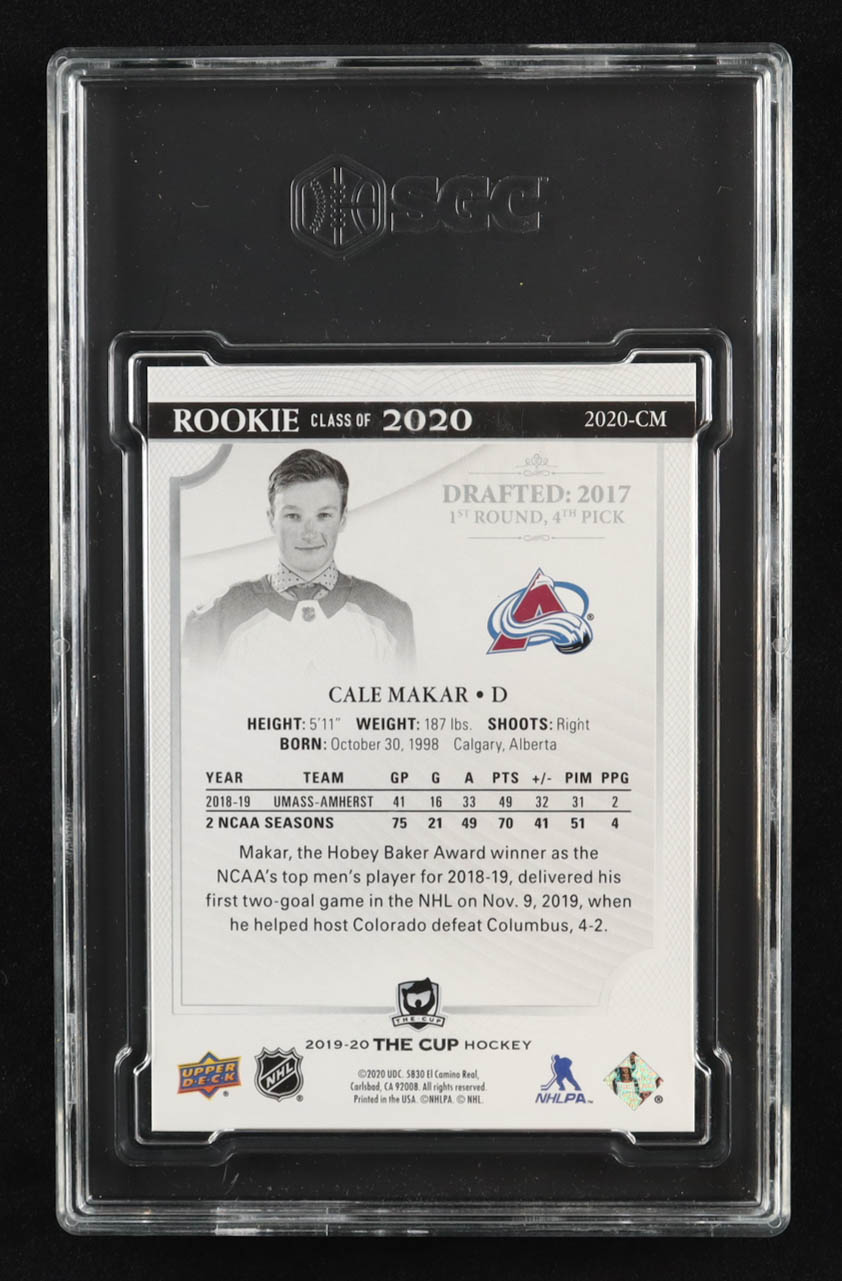 Cale Makar 2019-20 The Cup Rookie Class of 2020 #2020CM #203/249 RC (SGC 8.5) at PristineAuction.com Cale Makar 2019-20 The Cup Rookie Class of 2020 #2020CM #203/249 RC (SGC 8.5) at PristineAuction.com