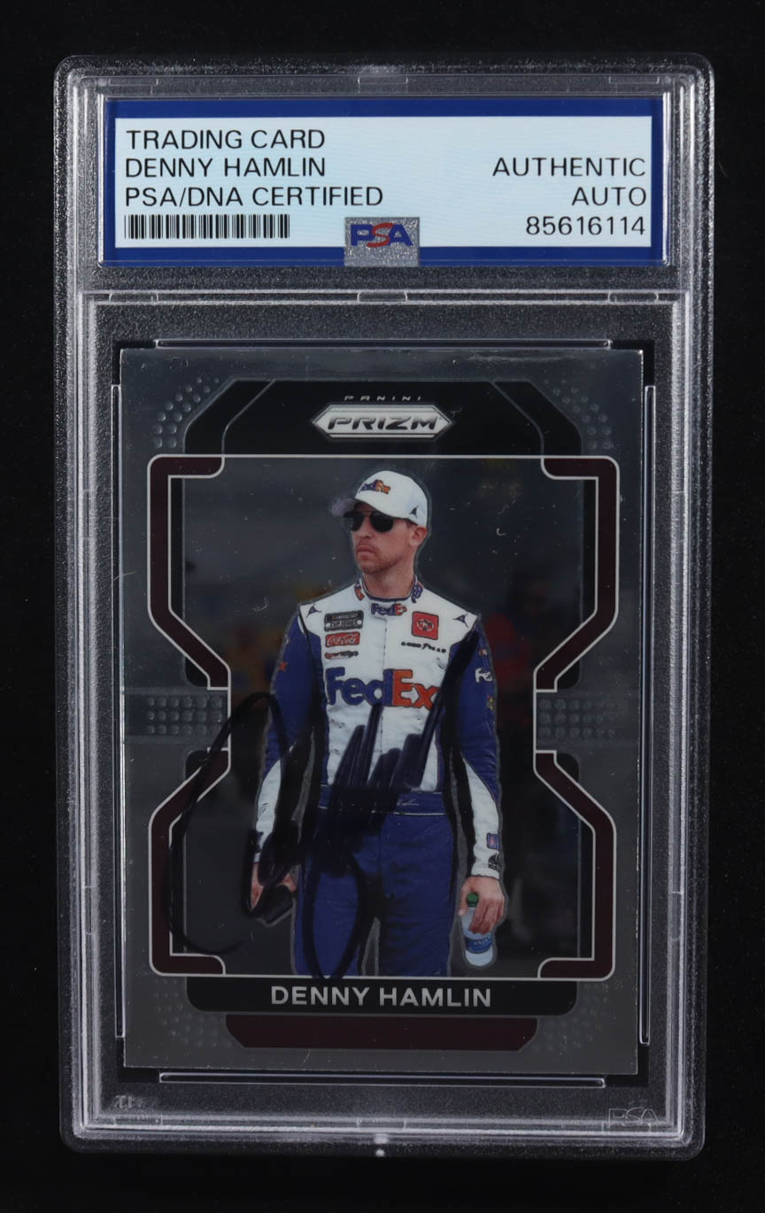Denny Hamlin Signed 2022 Panini Prizm Racing #52 (PSA) at PristineAuction.com Denny Hamlin Signed 2022 Panini Prizm Racing #52 (PSA) at PristineAuction.com