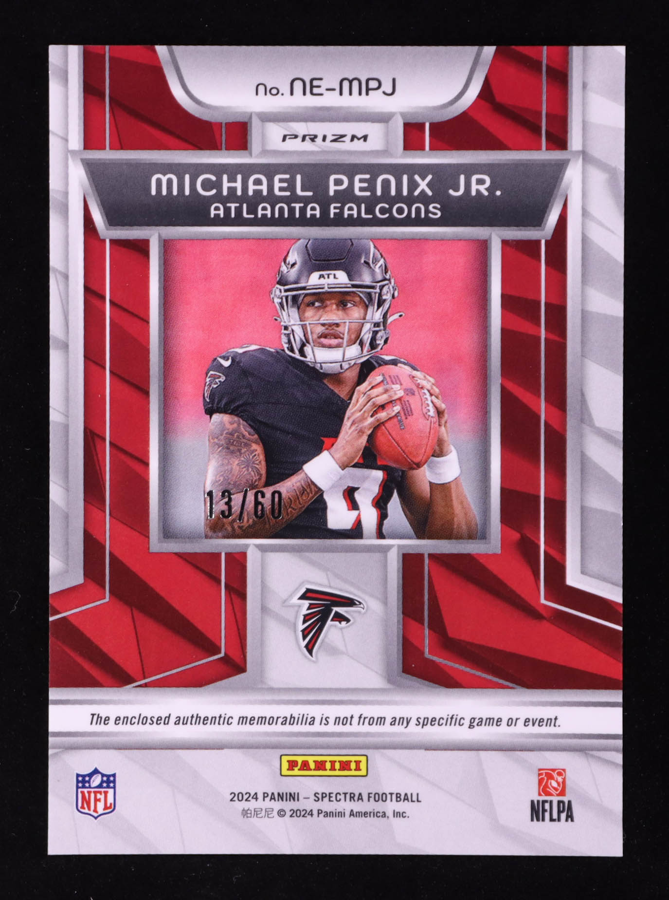 Michael Penix Jr. 2024 Panini Spectra Next Era Materials Neon Blue #1 #13/60 RC at PristineAuction.com Michael Penix Jr. 2024 Panini Spectra Next Era Materials Neon Blue #1 #13/60 RC at PristineAuction.com