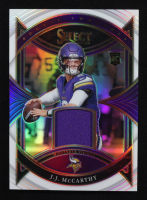JJ McCarthy 2024 Select Jumbo Rookie Swatch Prizm White #13 #11/75 RC at PristineAuction.com