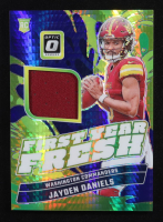 Jayden Daniels 2024 Donruss Optic First Year Fresh Jerseys Blue Hyper #17 RC at PristineAuction.com