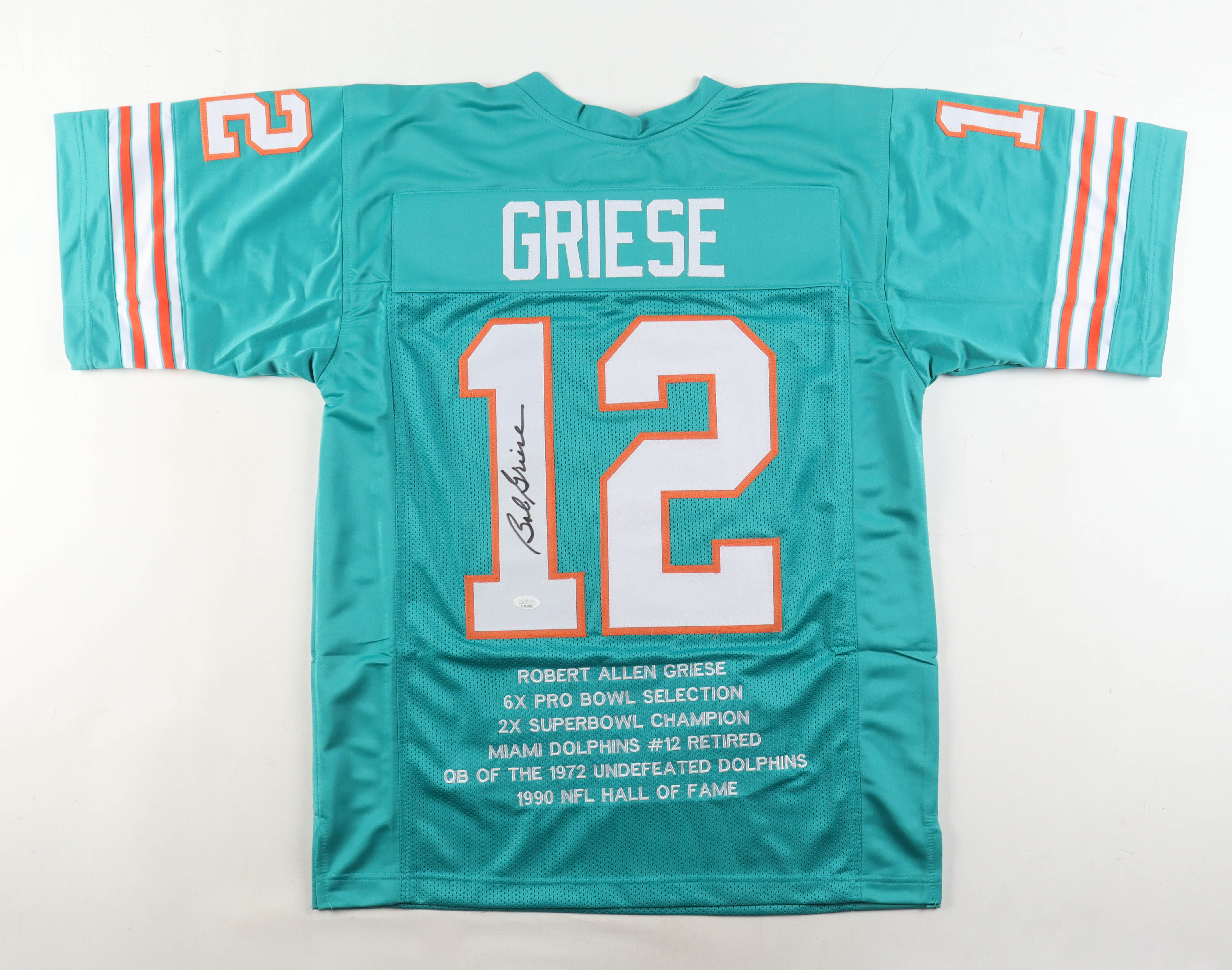 Bob Griese Signed Career Highlight Stat Jersey (JSA) at PristineAuction.com Bob Griese Signed Career Highlight Stat Jersey (JSA) at PristineAuction.com