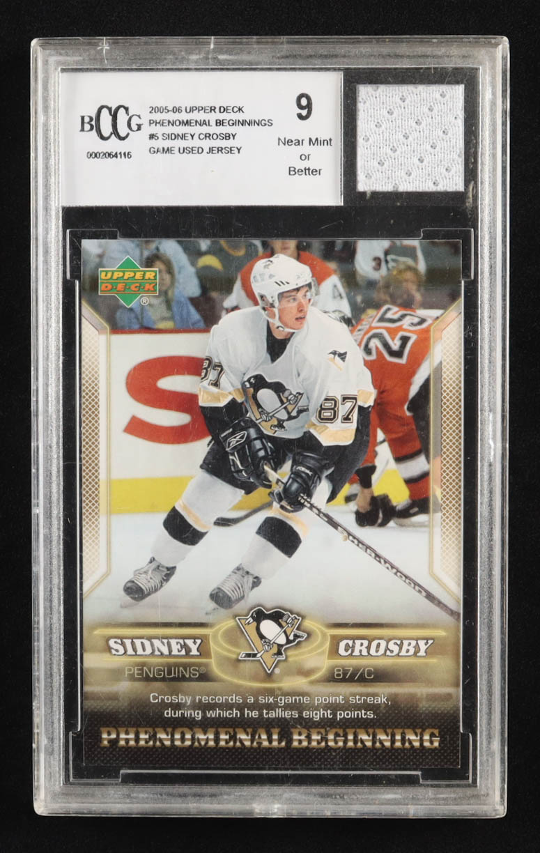Sidney Crosby 2005-06 Upper Deck Phenomenal Beginnings #5 Game-Used Jersey RC (BCCG 9) at PristineAuction.com Sidney Crosby 2005-06 Upper Deck Phenomenal Beginnings #5 Game-Used Jersey RC (BCCG 9) at PristineAuction.com