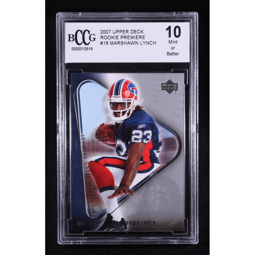 Marshawn Lynch 2007 Upper Deck Rookie Premiere #18 RC (BCCG 10) at PristineAuction.com