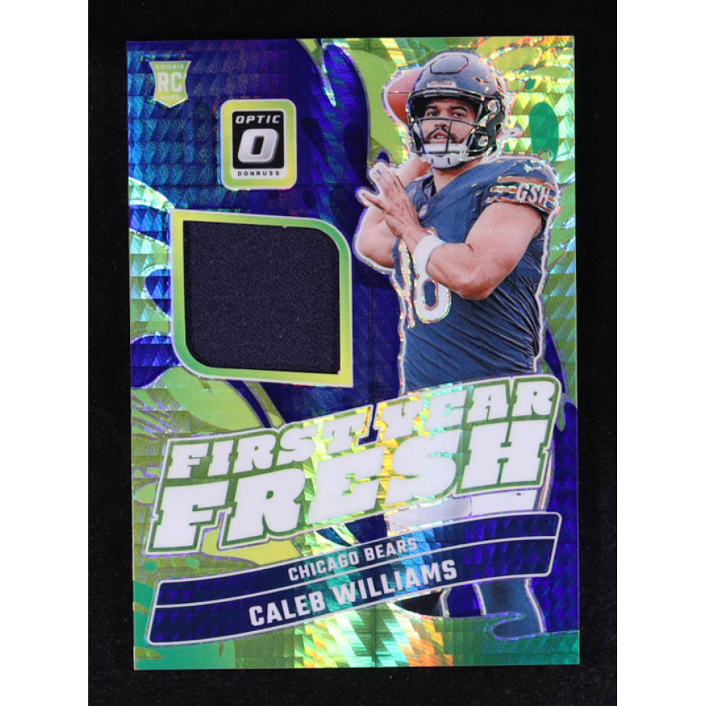 Caleb Williams 2024 Donruss Optic First Year Fresh Jerseys Blue Hyper #1 RC at PristineAuction.com