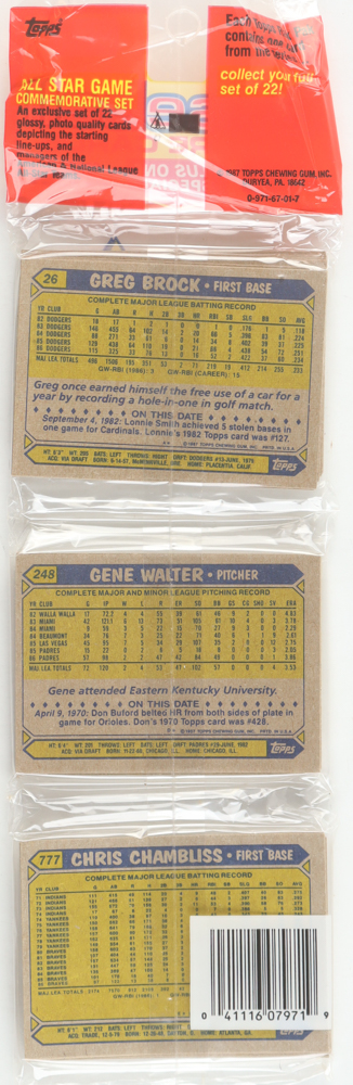1987 Topps Baseball Picture Cards Rack Pack with (49) Cards at PristineAuction.com 1987 Topps Baseball Picture Cards Rack Pack with (49) Cards at PristineAuction.com