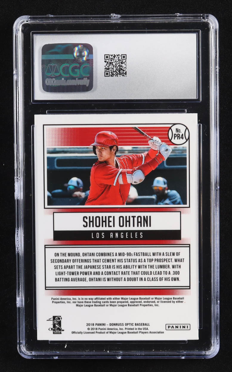 Shohei Ohtani 2018 Donruss Optic Premiere Rookies #4 RC (CGC 9) at PristineAuction.com Shohei Ohtani 2018 Donruss Optic Premiere Rookies #4 RC (CGC 9) at PristineAuction.com