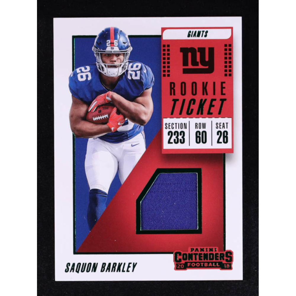 Saquon Barkley 2018 Panini Contenders Rookie Ticket Swatches #2 RC at PristineAuction.com