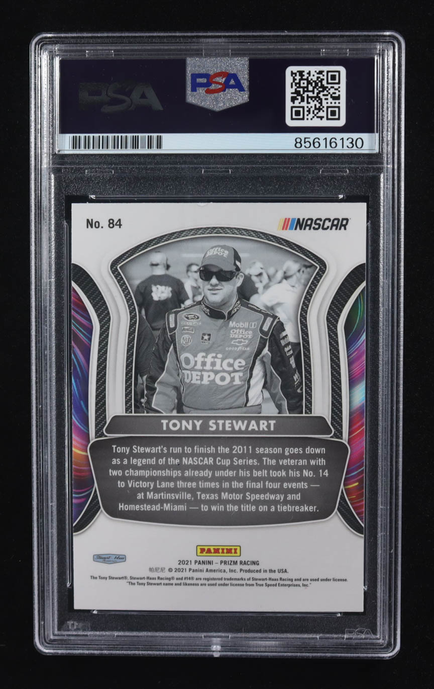 Tony Stewart Signed 2021 Panini Prizm Racing Legends #84 (PSA) at PristineAuction.com Tony Stewart Signed 2021 Panini Prizm Racing Legends #84 (PSA) at PristineAuction.com