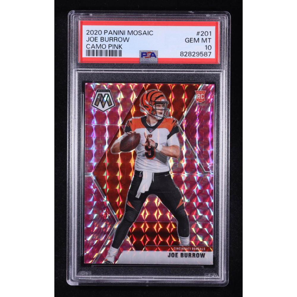 Joe Burrow 2020 Panini Mosaic Mosaic Camo Pink #201 RC (PSA 10) at PristineAuction.com