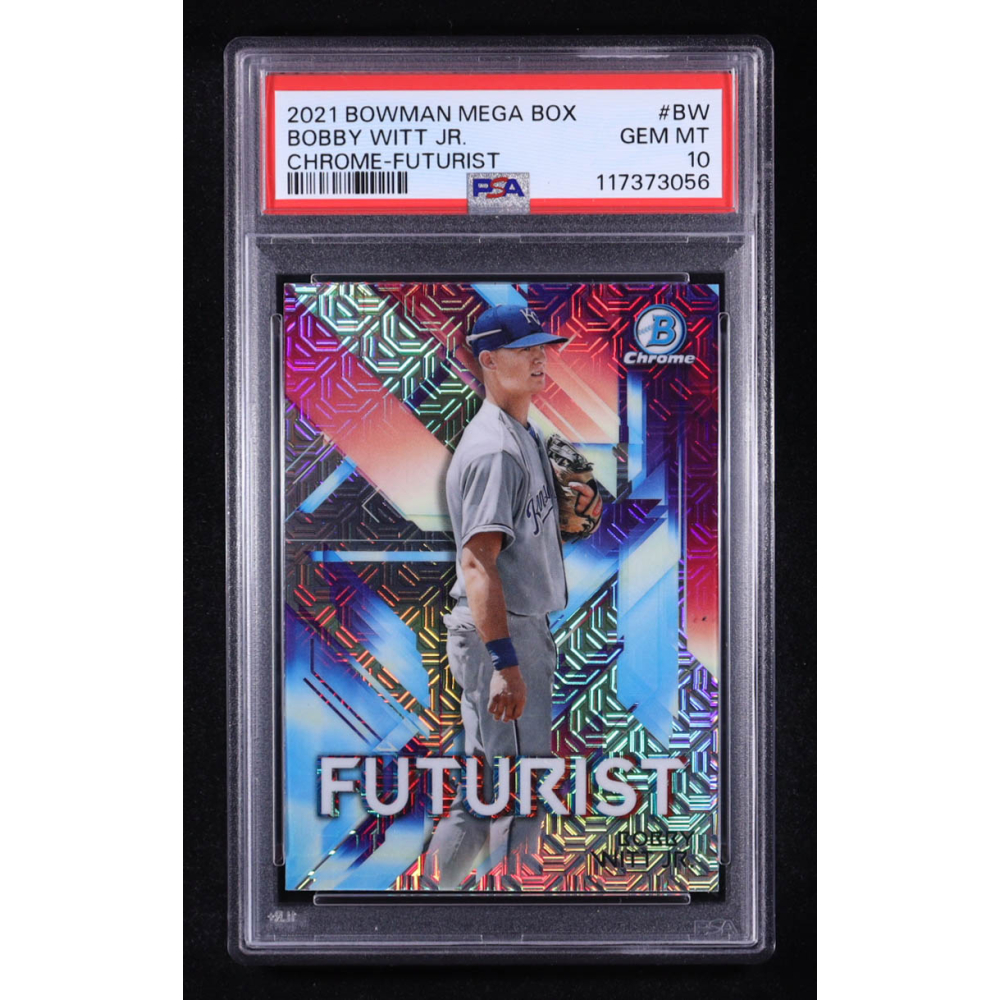 Bobby Witt Jr. 2021 Bowman Chrome Mega Box Futurist Refractors #FUTBW RC (PSA 10) at PristineAuction.com