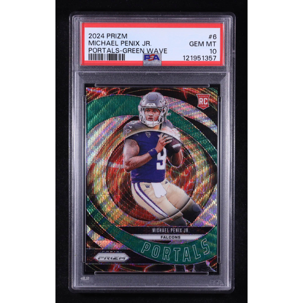 Michael Penix Jr. 2024 Panini Prizm Portals Prizms Green Wave #6 RC (PSA 10) at PristineAuction.com