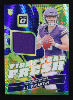 JJ McCarthy 2024 Donruss Optic First Year Fresh Jerseys Blue Hyper #13 RC at PristineAuction.com