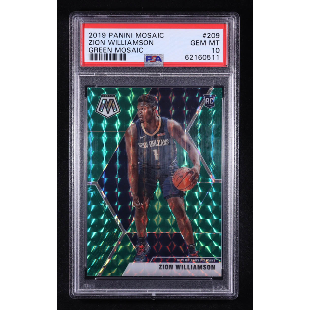 Zion Williamson 2019-20 Panini Mosaic Mosaic Green #209 RC (PSA 10) at PristineAuction.com