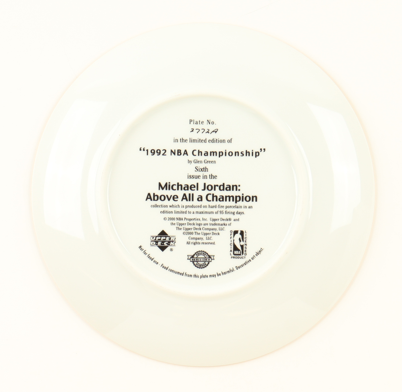Michael Jordan 2000 Upper Deck LE "1992 NBA Championship" Ceramic Plate at PristineAuction.com Michael Jordan 2000 Upper Deck LE "1992 NBA Championship" Ceramic Plate at PristineAuction.com