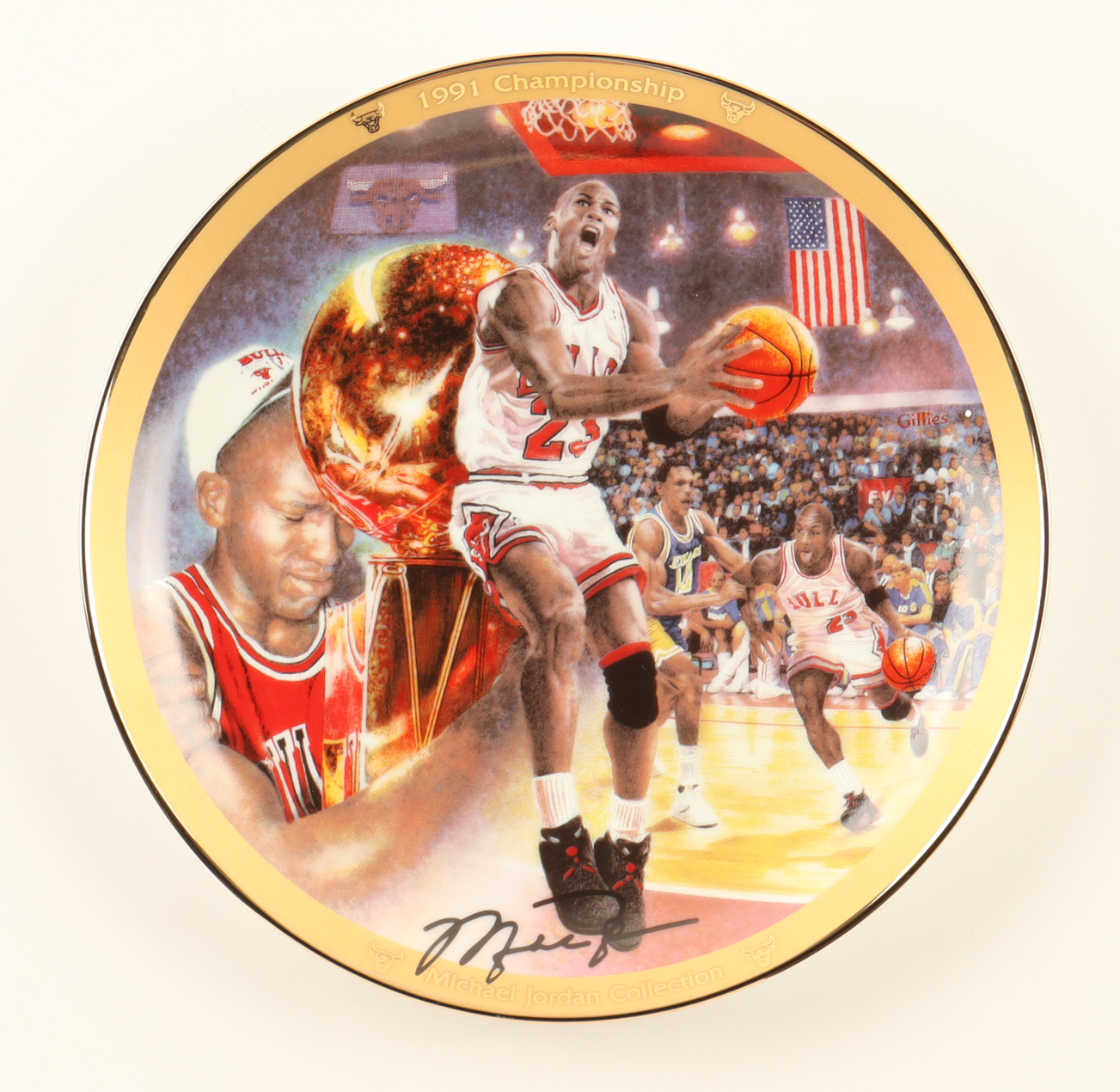 Michael Jordan 1995 Upper Deck & The Bradford Exchange LE "1991 NBA Championship" Ceramic Plate at PristineAuction.com Michael Jordan 1995 Upper Deck & The Bradford Exchange LE "1991 NBA Championship" Ceramic Plate at PristineAuction.com