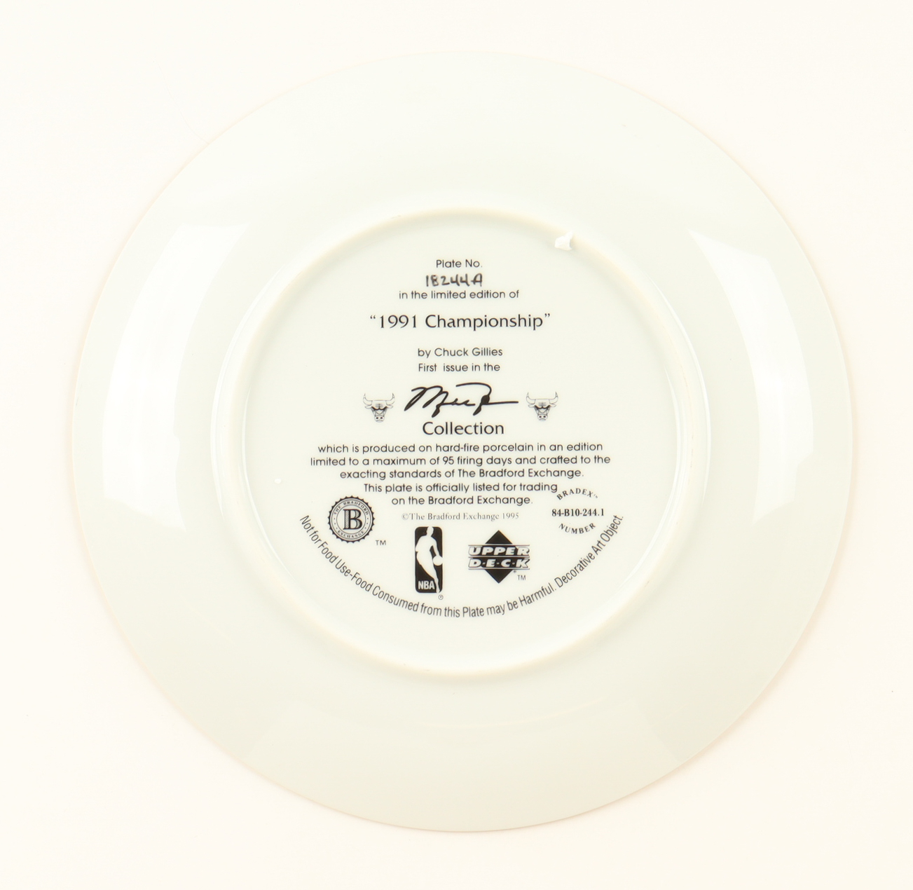 Michael Jordan 1995 Upper Deck & The Bradford Exchange LE "1991 NBA Championship" Ceramic Plate at PristineAuction.com Michael Jordan 1995 Upper Deck & The Bradford Exchange LE "1991 NBA Championship" Ceramic Plate at PristineAuction.com