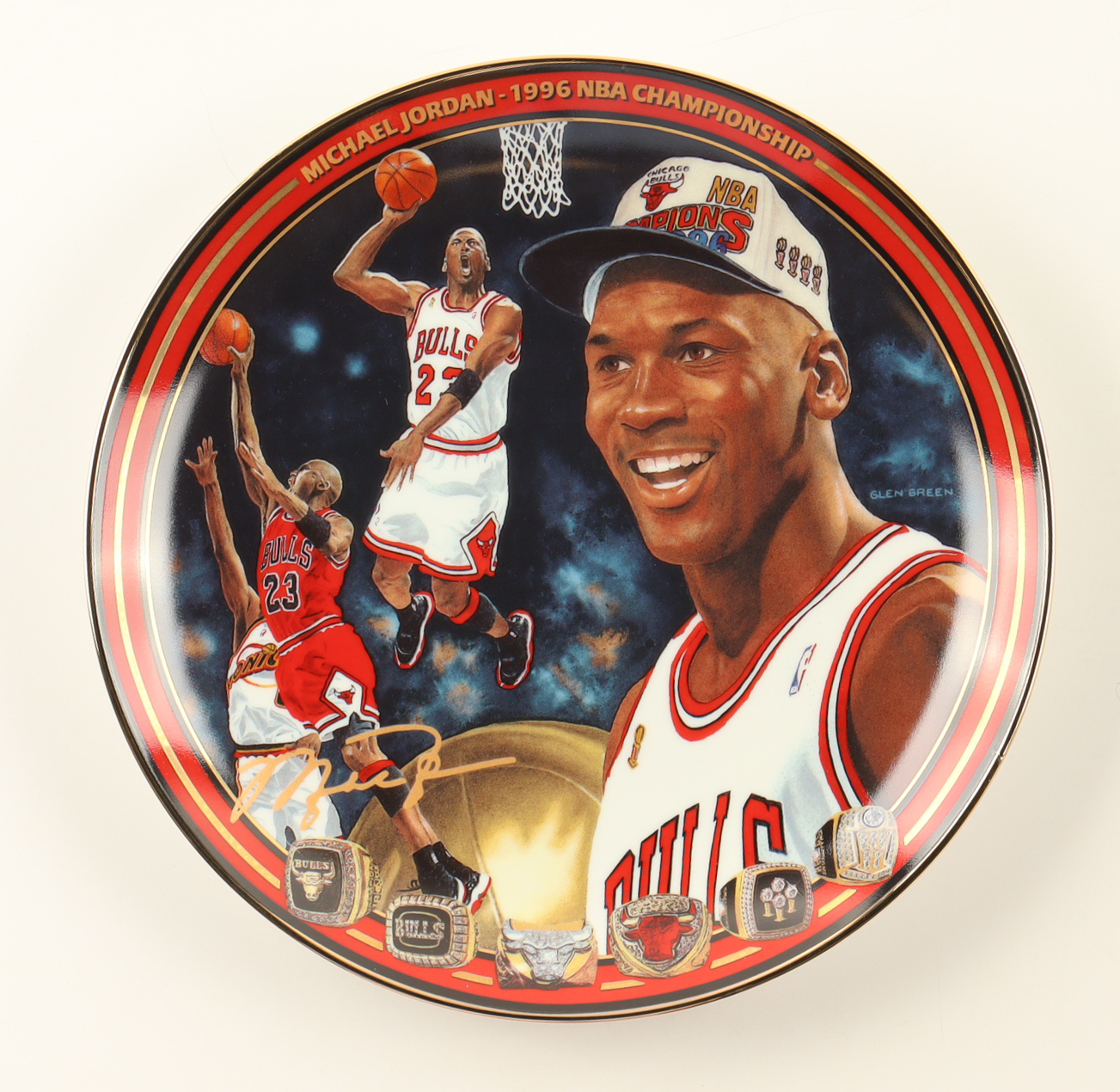Michael Jordan 2000 Upper Deck LE "1996 NBA Championship" Ceramic Plate at PristineAuction.com Michael Jordan 2000 Upper Deck LE "1996 NBA Championship" Ceramic Plate at PristineAuction.com