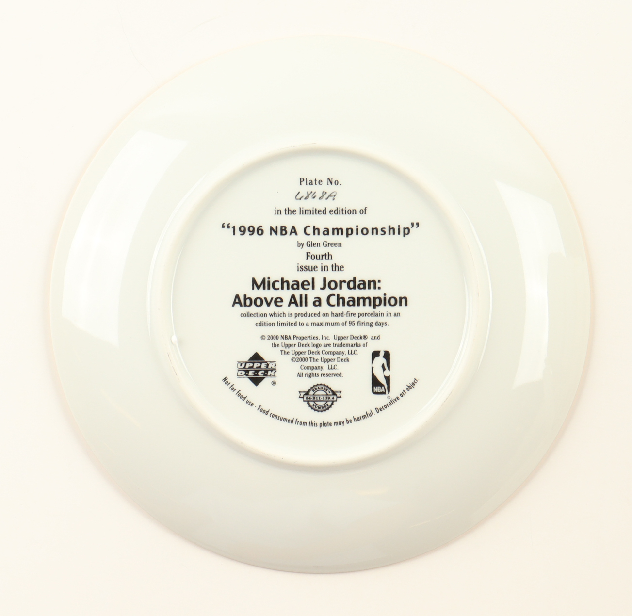 Michael Jordan 2000 Upper Deck LE "1996 NBA Championship" Ceramic Plate at PristineAuction.com Michael Jordan 2000 Upper Deck LE "1996 NBA Championship" Ceramic Plate at PristineAuction.com