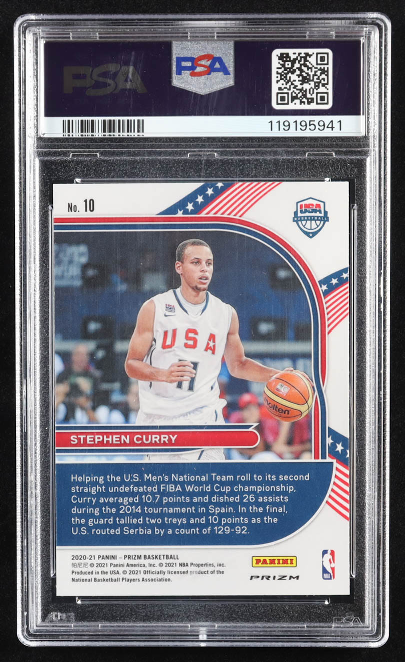 Stephen Curry 2020-21 Panini Prizm USA Basketball Prizms Green #10 (PSA 10) at PristineAuction.com Stephen Curry 2020-21 Panini Prizm USA Basketball Prizms Green #10 (PSA 10) at PristineAuction.com