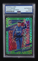 Kyle Larson Signed 2022 Panini Donruss Racing Optic Lime Green Pulsar Prizm #19 (PSA) at PristineAuction.com