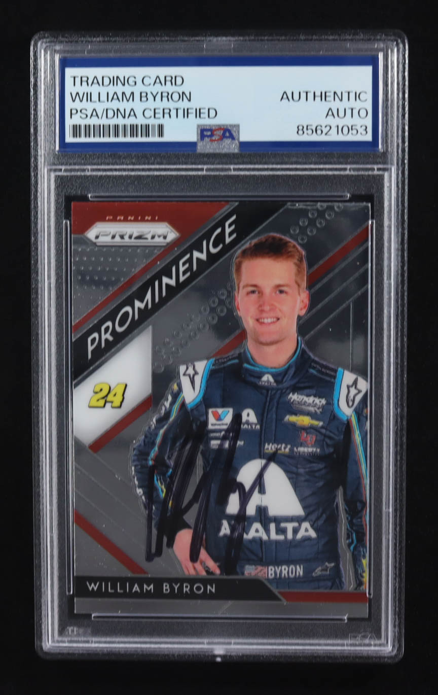 William Byron Signed 2018 Panini Prizm Prominence Racing #66 (PSA) at PristineAuction.com William Byron Signed 2018 Panini Prizm Prominence Racing #66 (PSA) at PristineAuction.com