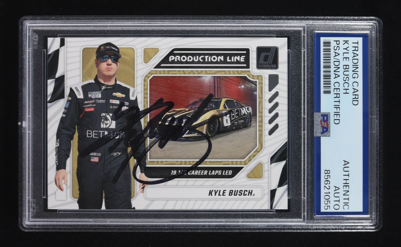 Kyle Busch Signed 2024 Panini Donruss Racing Production Line #1 (PSA) at PristineAuction.com Kyle Busch Signed 2024 Panini Donruss Racing Production Line #1 (PSA) at PristineAuction.com