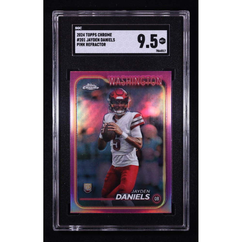 Jayden Daniels 2024 Topps Chrome Pink Refractors #201 RC (SGC 9.5) at PristineAuction.com