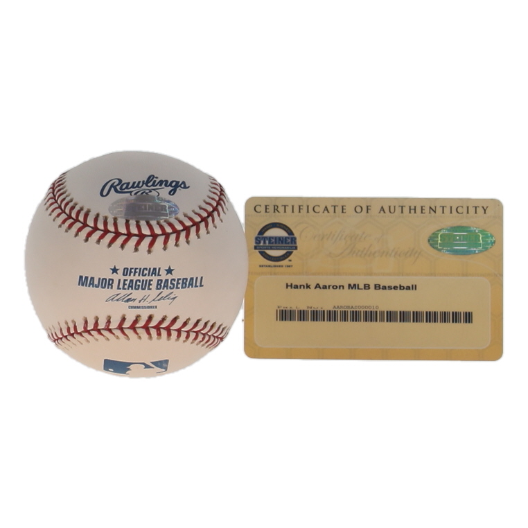 Hank Aaron Signed OML Baseball (Steiner) at PristineAuction.com Hank Aaron Signed OML Baseball (Steiner) at PristineAuction.com