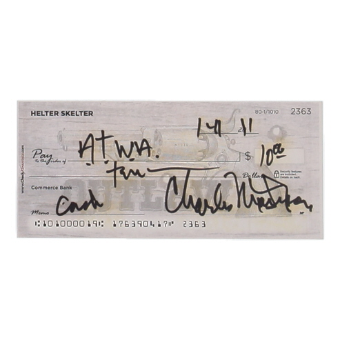 Charles Manson Signed Check (ACOA) at PristineAuction.com Charles Manson Signed Check (ACOA) at PristineAuction.com