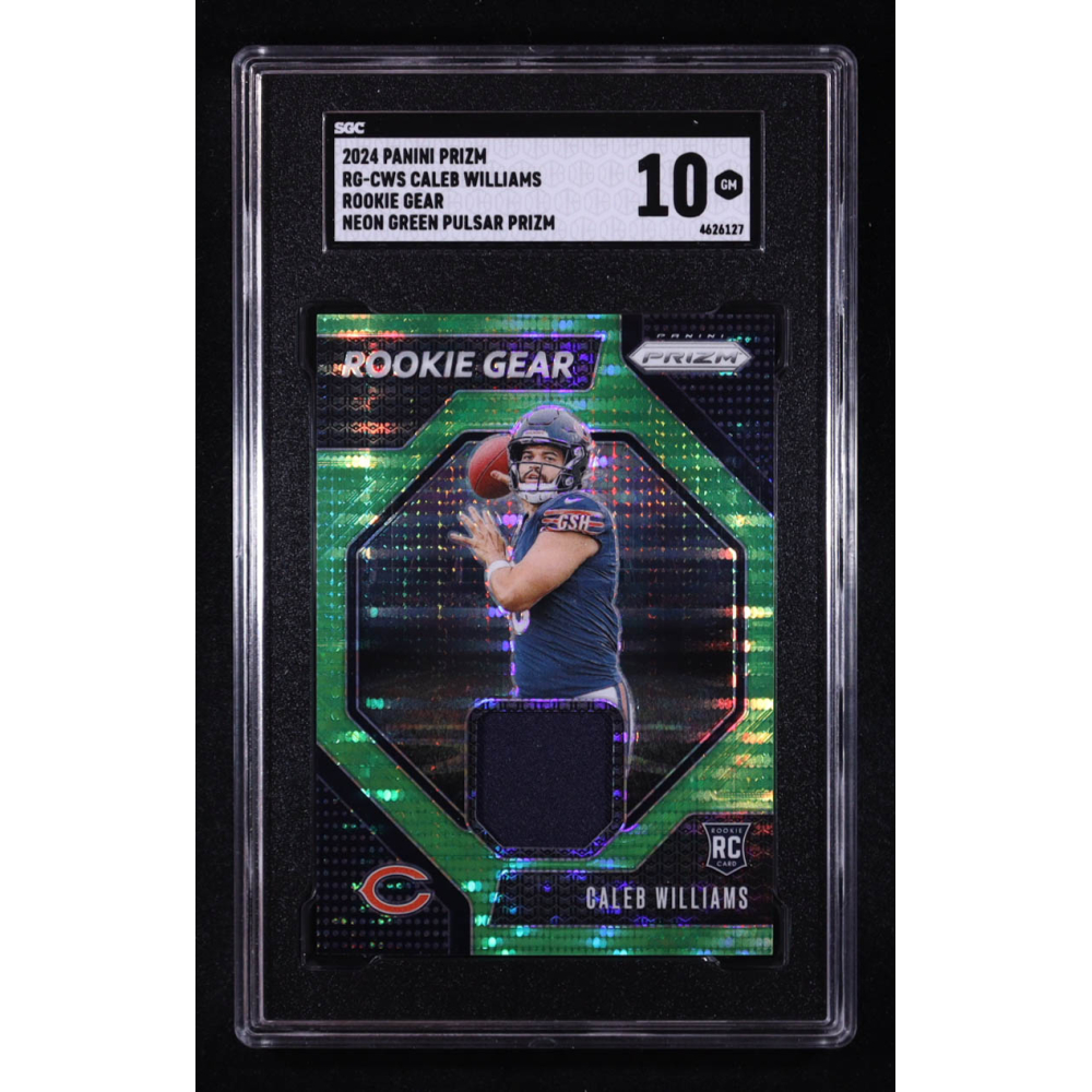 Caleb Williams 2024 Panini Prizm Rookie Gear Neon Green Pulsar #1 RC (SGC 10) at PristineAuction.com