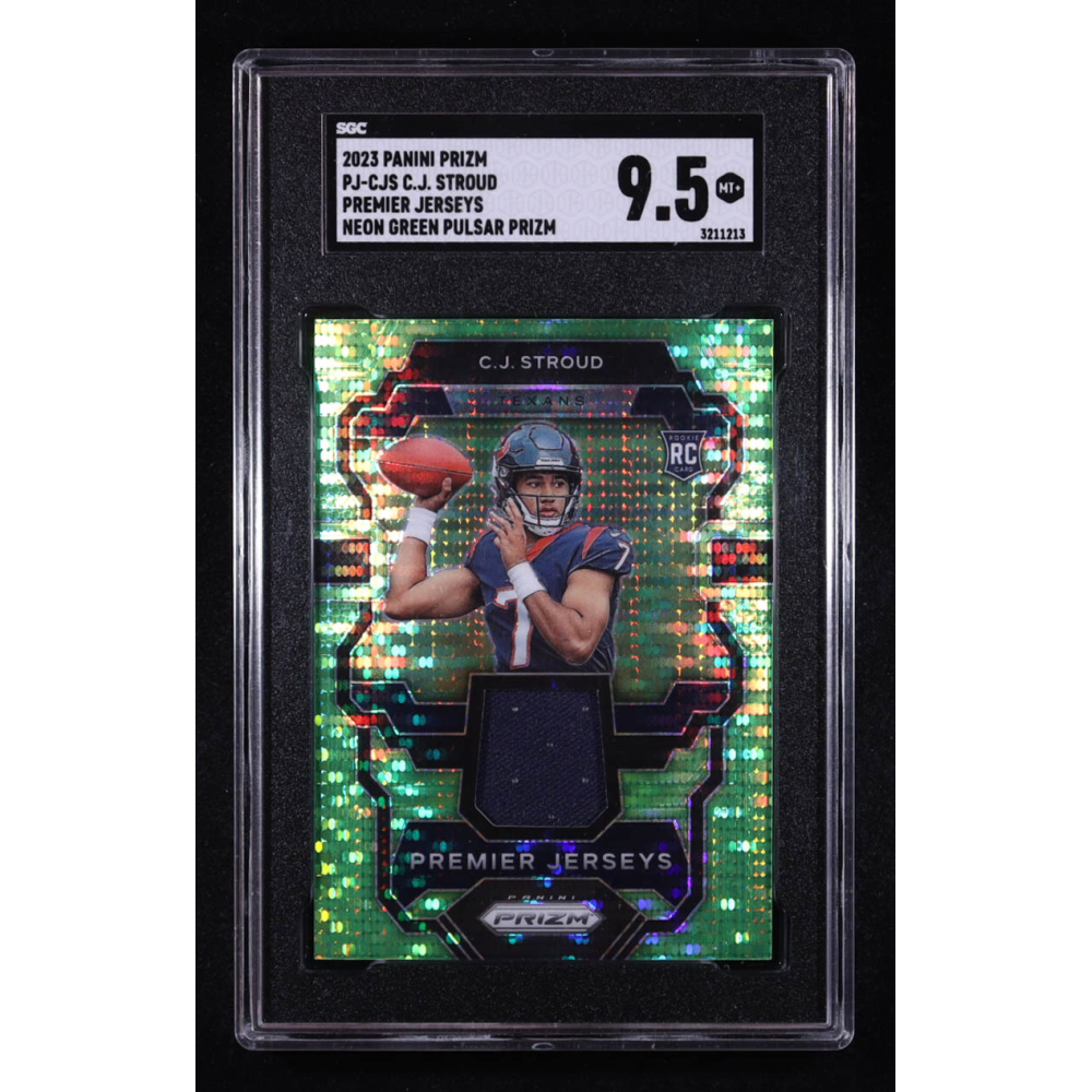 CJ Stroud 2023 Panini Prizm Premier Jerseys Neon Green Pulsar #2 RC (SGC 9.5) at PristineAuction.com