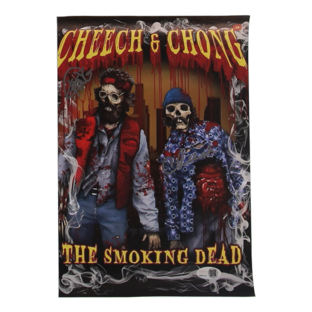 Tommy Chong & Cheech Marin Signed "The Smoking Dead" 8x12 Canvas (JSA) at PristineAuction.com
