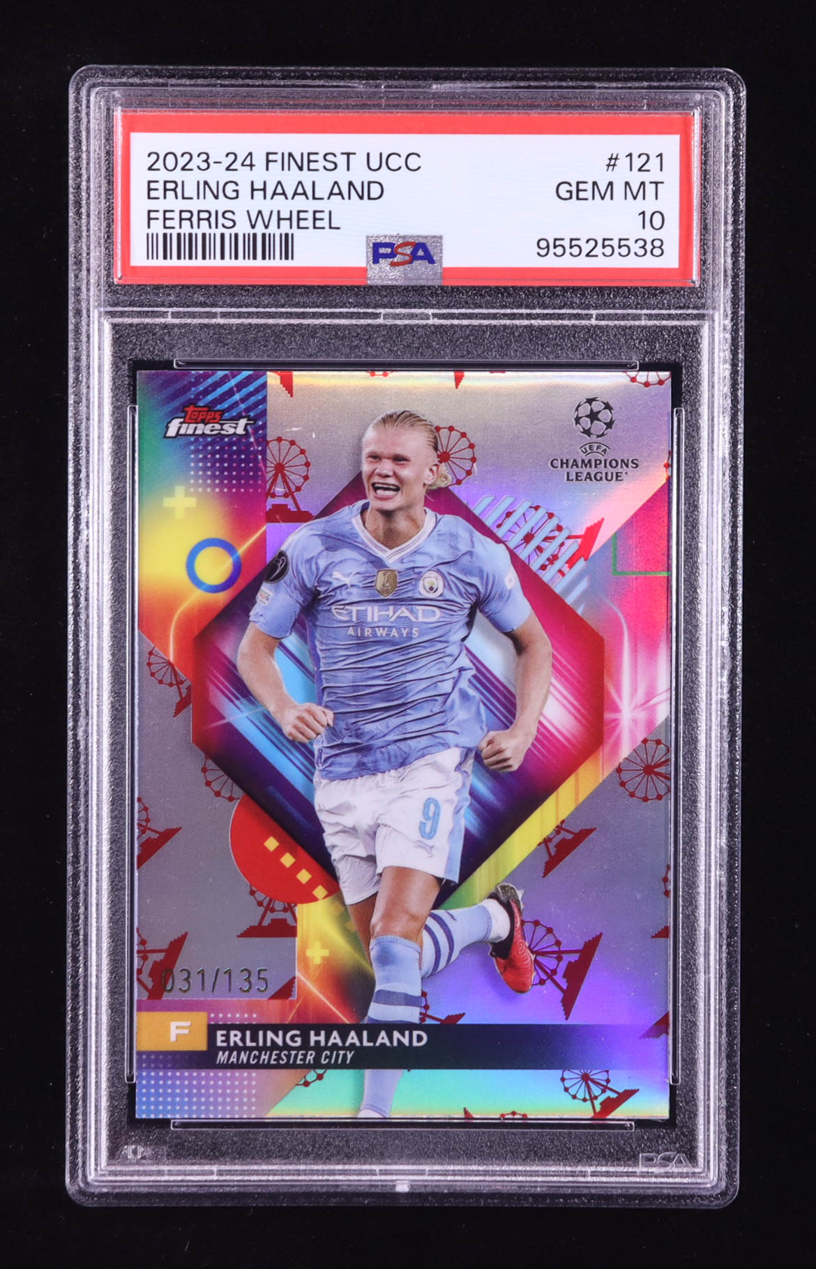 Erling Haaland 2023-24 Finest UEFA Club Competitions Ferris Wheel Refractors #121 #031/135 (PSA 10) at PristineAuction.com Erling Haaland 2023-24 Finest UEFA Club Competitions Ferris Wheel Refractors #121 #031/135 (PSA 10) at PristineAuction.com