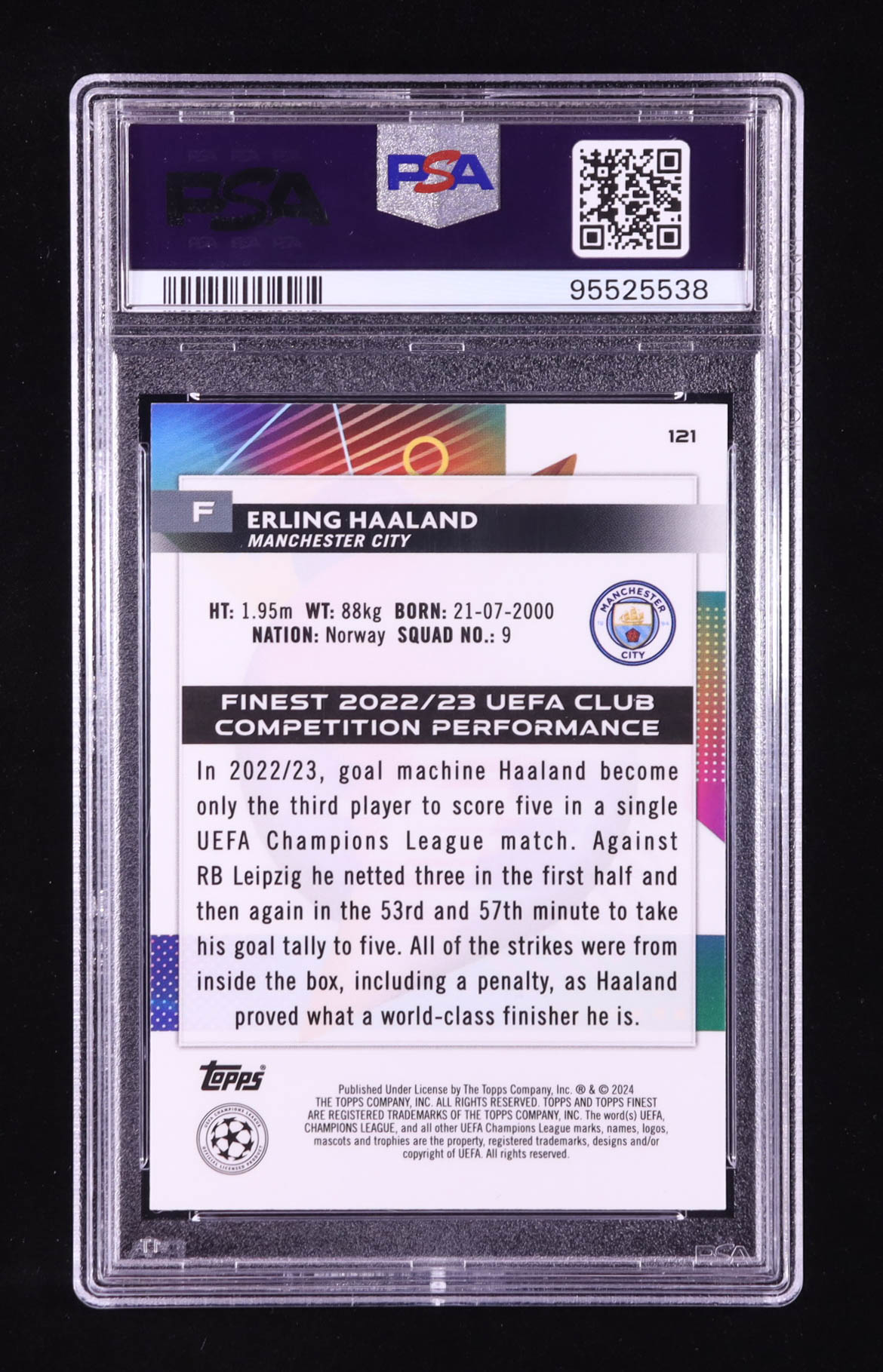 Erling Haaland 2023-24 Finest UEFA Club Competitions Ferris Wheel Refractors #121 #031/135 (PSA 10) at PristineAuction.com Erling Haaland 2023-24 Finest UEFA Club Competitions Ferris Wheel Refractors #121 #031/135 (PSA 10) at PristineAuction.com