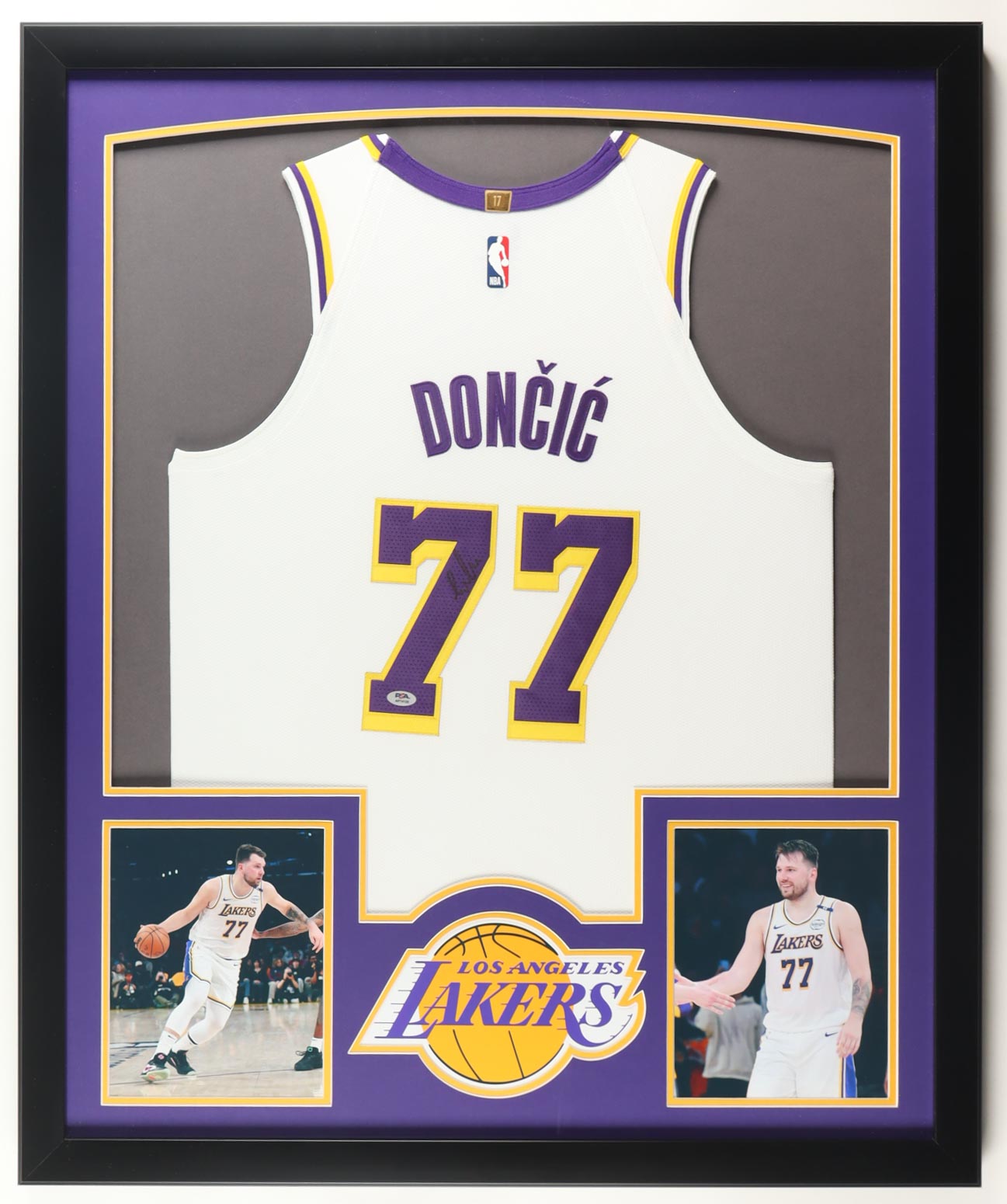 Luka Doncic Signed Custom Framed Jersey Display with Photos (PSA) at PristineAuction.com Luka Doncic Signed Custom Framed Jersey Display with Photos (PSA) at PristineAuction.com