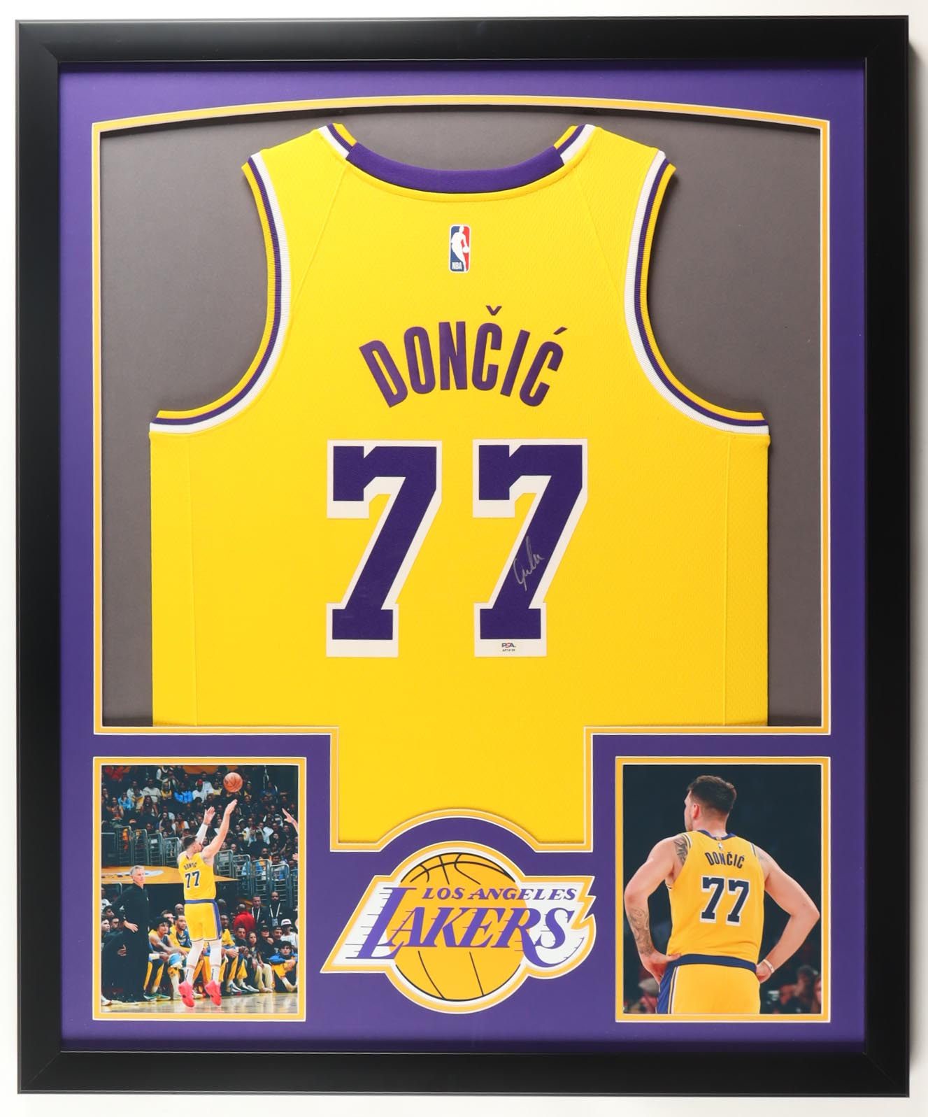 Luka Doncic Signed Custom Framed Jersey Display with Photos (PSA) at PristineAuction.com Luka Doncic Signed Custom Framed Jersey Display with Photos (PSA) at PristineAuction.com