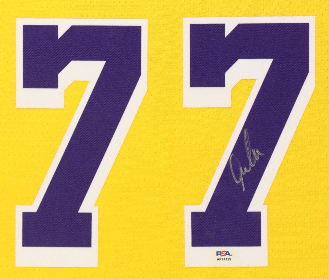 Luka Doncic Signed Custom Framed Jersey Display with Photos (PSA) at PristineAuction.com Luka Doncic Signed Custom Framed Jersey Display with Photos (PSA) at PristineAuction.com