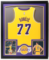 Luka Doncic Signed Custom Framed Jersey Display with Photos (PSA) at PristineAuction.com