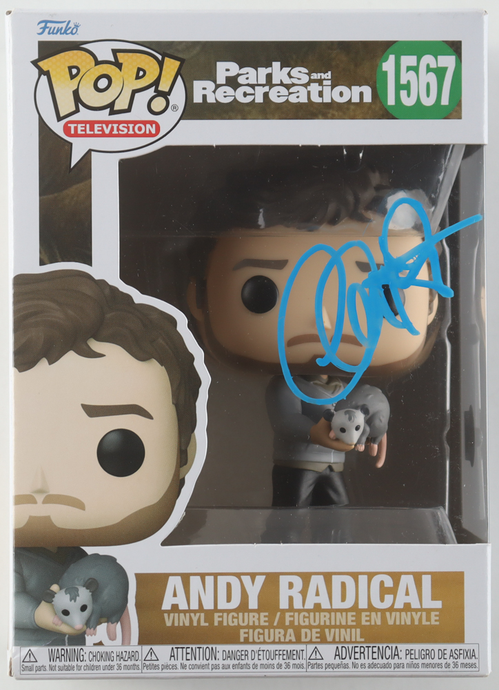 Chris Pratt Signed "Parks and Recreation" #1567 Andy Radical Funko Pop! Vinyl Figure (Beckett) at PristineAuction.com Chris Pratt Signed "Parks and Recreation" #1567 Andy Radical Funko Pop! Vinyl Figure (Beckett) at PristineAuction.com