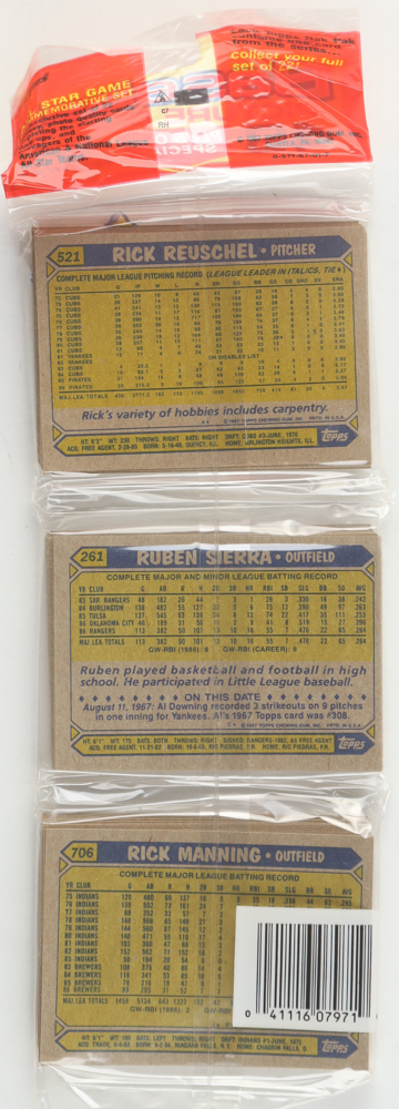 1987 Topps Baseball Picture Cards Rack Pack with (49) Cards at PristineAuction.com 1987 Topps Baseball Picture Cards Rack Pack with (49) Cards at PristineAuction.com