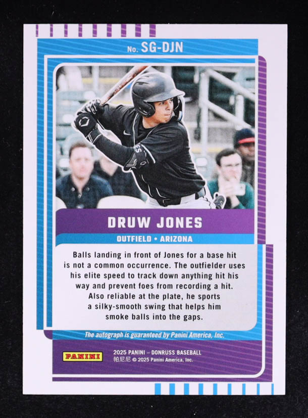 Druw Jones 2025 Donruss Signature Series Purple #15 #09/25 at PristineAuction.com Druw Jones 2025 Donruss Signature Series Purple #15 #09/25 at PristineAuction.com