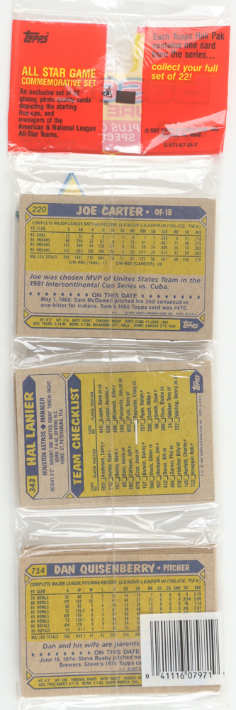 1987 Topps Baseball Picture Cards Rack Pack with (49) Cards at PristineAuction.com 1987 Topps Baseball Picture Cards Rack Pack with (49) Cards at PristineAuction.com
