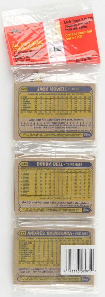 1987 Topps Baseball Picture Cards Rack Pack with (49) Cards at PristineAuction.com 1987 Topps Baseball Picture Cards Rack Pack with (49) Cards at PristineAuction.com